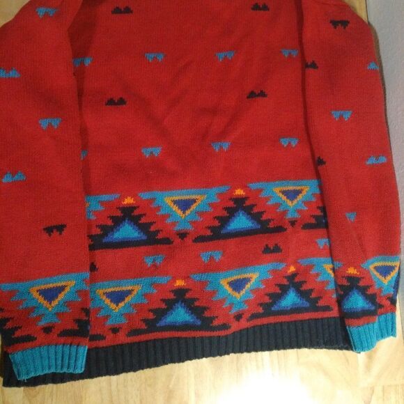 Vintage Aztec Navajo Southwest Pattern Knit Cardigan Sweater - Picture 6 of 6